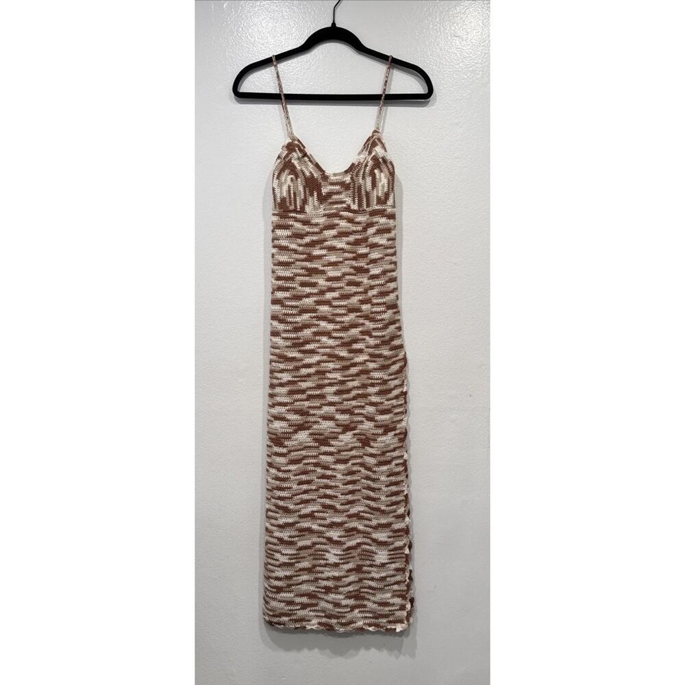 Lusana Keira Crochet Midi Dress Women’s Size 4 Sexy Slit Sexy Coastal‎ Vacation